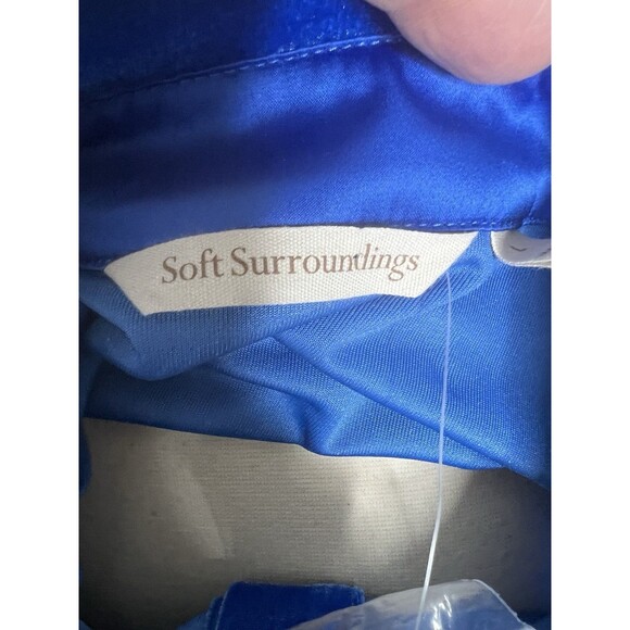 New Soft Surroundings Boyfriend Shirt Velvet Tunic 14-16 Large Cobalt Blue Boho - Picture 7 of 11